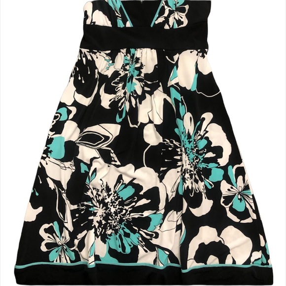 NWOT Maurices Beautiful Bright Mint Green Black & White Floral Stretchy Dress - Picture 4 of 6